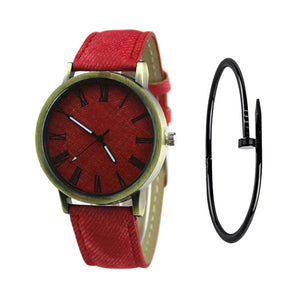 MEIBO Relojes Women Quartz Watches Denim Design