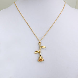 Fashion Jewelry Collier Pink Gold Rose Statement Pendant Necklace