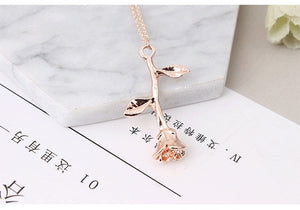 Fashion Jewelry Collier Pink Gold Rose Statement Pendant Necklace