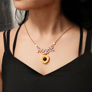 Fashion Jewelry Collier Pink Gold Rose Statement Pendant Necklace