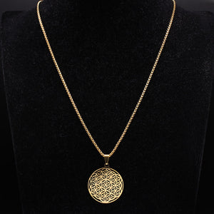 Fashion Flower of Life Stainless Steel Long Necklace