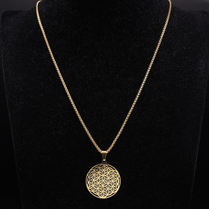 Fashion Flower of Life Stainless Steel Long Necklace