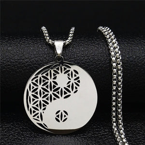 Fashion Flower of Life Stainless Steel Long Necklace