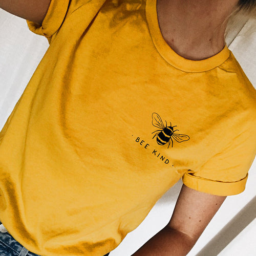 Bee Kind Pocket Print Women Tshirt Save Bees Graphic T-shirt