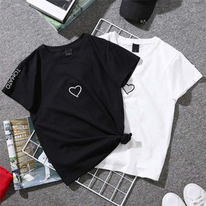 Couples Lovers T-Shirt for Women Casual White Tops Tshirt