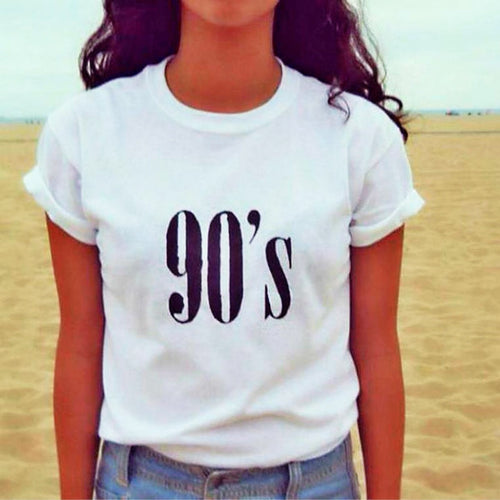 90's Letters Women T Shirt Casual Funny Tshirts