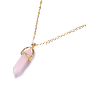 Hot sale Hexagonal Column Quartz Necklaces Pendants Fashion