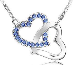 rhinestone Double Heart pendant necklace fashion jewelry