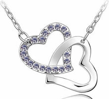 Load image into Gallery viewer, rhinestone Double Heart pendant necklace fashion jewelry