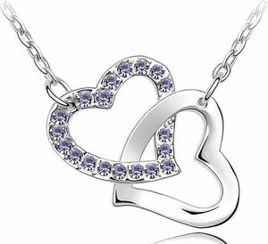 rhinestone Double Heart pendant necklace fashion jewelry