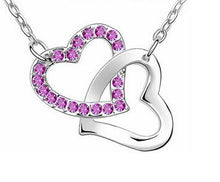 Load image into Gallery viewer, rhinestone Double Heart pendant necklace fashion jewelry