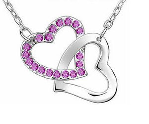 rhinestone Double Heart pendant necklace fashion jewelry