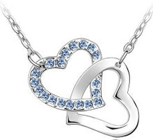 Load image into Gallery viewer, rhinestone Double Heart pendant necklace fashion jewelry