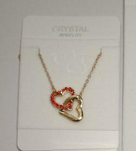 Load image into Gallery viewer, rhinestone Double Heart pendant necklace fashion jewelry