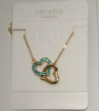 Load image into Gallery viewer, rhinestone Double Heart pendant necklace fashion jewelry