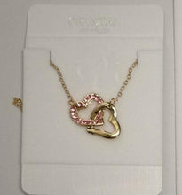 Load image into Gallery viewer, rhinestone Double Heart pendant necklace fashion jewelry