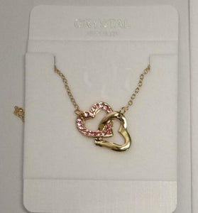 rhinestone Double Heart pendant necklace fashion jewelry