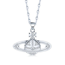 Load image into Gallery viewer, Silver Plated Cool Crystal Saturn Chain Necklace For Women