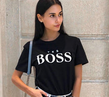 Load image into Gallery viewer, Yes Boss Letter Print T Shirt Women Short Sleeve O Neck Loose Tshirt