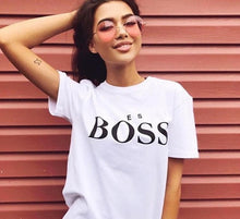 Load image into Gallery viewer, Yes Boss Letter Print T Shirt Women Short Sleeve O Neck Loose Tshirt