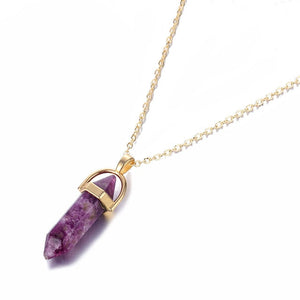 Hot sale Hexagonal Column Quartz Necklaces Pendants Fashion